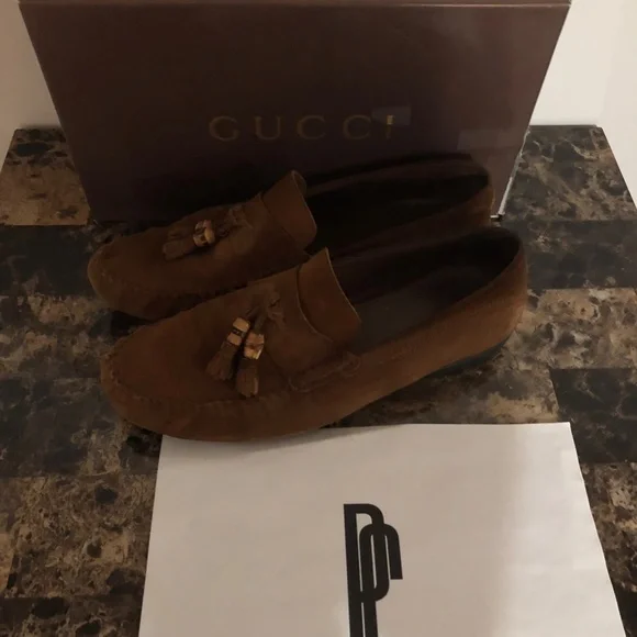 Gucci Moca Pelle S Gomma Suede Cudu Moccasin Loafers - Picture 2 of 10